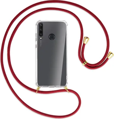 Produktbild von Handykette Backcover-Schutzhülle mit Band (Metall goldfarben) für Huawei Y6p - dunkelrot