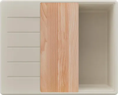 Produktbild von PRIMAGRAN Spülbecken Beige 62x50cm, Granitspüle 1 Becken + Ablauf-Set + Schneidebrett, Küchenspüle ab 50er Unterschrank - Kopenhagen