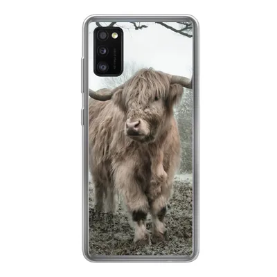 Produktbild von MuchoWow® Handyhülle Schutzhülle Hülle für Samsung Galaxy A41 Schottische Highlander - Natur - Herbst - Tiere - Wildtiere - Wald Silikon Softcase Handy Hülle - Mobiltelefon