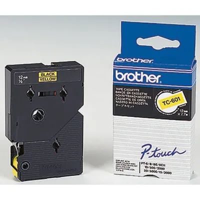 Produktbild von Brother Gloss Laminated Labelling Tape - 12mm, Black/Yellow