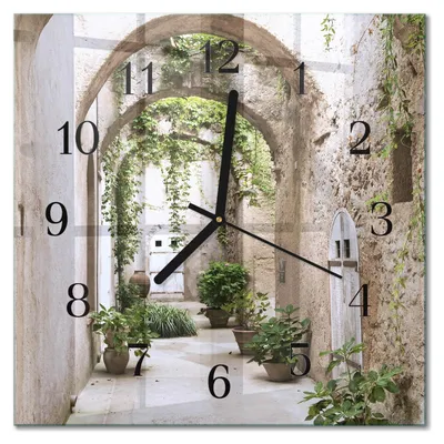 Immagine prodotto di Orologio da parete Tulup Glasuhr, orologio da cucina, vetro vero, 30x30 cm, design moderno e decorativo, silenzioso, con lancette nere - Motivi floreali