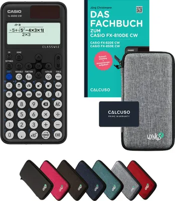 Produktbild von Casio fx-85DE CW inkl. Schutztasche Hellgrau & Fachbuch (96 Seiten, DIN A5) – Wissenschaftlicher Rechner – Smart Set