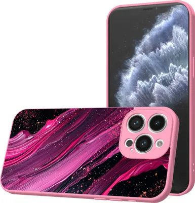 Produktbild von Smartphonica Handyhülle Geeignet für iPhone 11  Pro Max mit lila rosa Marmor Druck - TPU Back Cover Case lila rosa Marmor  Design - Rosa