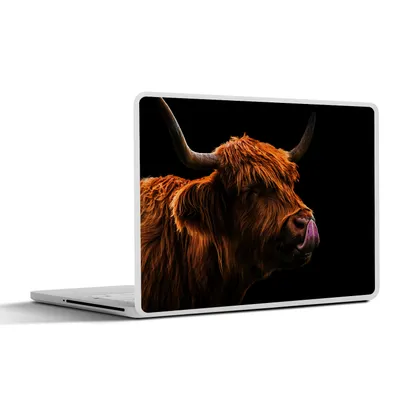 Produktbild von MuchoWow® Laptop Aufkleber Sticker Cover Schottischer Highlander - Zunge - Nase 25x18 cm - Laptop-Deko
