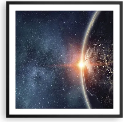 Produktbild von Gerahmtes Poster - Schwarzer Rahmen - Kosmos Erde Sonne - 60x60 cm - Wand Bild - Wanddeko - Wandbilder - Kunstposter - Wandposter - Bilderrahmen - Bilder - Kunstdruck - Wandbild - P2BAC60x60-4343