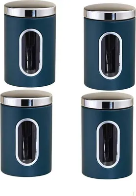 Image de Boîtes de conservation, lot de 4, en acier inoxydable, récipients de cuisine et pour aliments, céréales, thé, 1/1,5/2,0/2,5 litres
