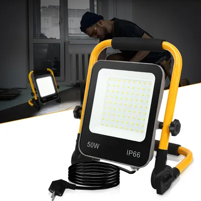 Immagine prodotto di Fiqops proiettore treppiede LED proiettore da costruzione faretto con spina 50W