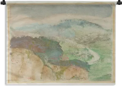 Produktbild von MuchoWow® Wandteppich Wandbehang Landschaft - Gemälde von Edgar Degas 120x90 cm Tapisserie Dekoration Wandtuch - Wohnen - Aufhänger für die Wand