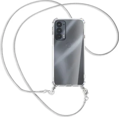 Produktbild von Handykette Backcover-Schutzhülle mit Band (Metall silberfarben) für Motorola Edge 20 - silberfarbene Kette Snake