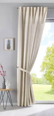 Immagine prodotto di Tenda con asole nascoste Cationic "JENA" HxL 250x140 cm Sabbia opaca aspetto lino Tenda con nastro per tende screziate con chiusura a strappo , 2019037