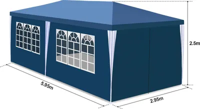 Produktbild von Jayseuw 3 x 6 m Garten Pavillon mit 6 Seitenteilen tragbares wasserdichtes Zelt Partyzelt, für Garten Terrasse Feier Party,Blau