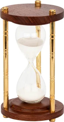 Produktbild von NKlaus Nautische Sanduhr 3 Säulen Messing/Holz 5min 15x9cm Stundenglas Maritime Deko 14986