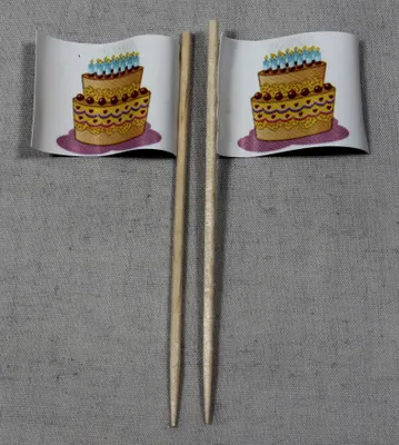 Produktbild von Party-Picker Flagge Happy Birthday Torte Geburtstagstorte Papierfähnchen in Spitzenqualität 25 Stück