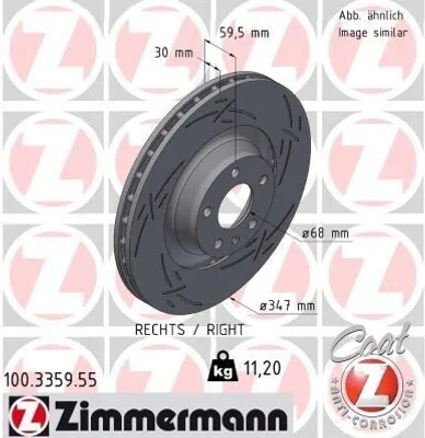 Produktbild von ZIMMERMANN Bremsscheibe Vorne Rechts für AUDI A6 Allroad (4GH, 4GJ, C7) 345mm 100.3359.55