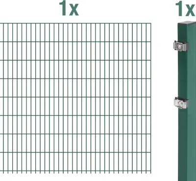 Produktbild von Alberts Anbauset für Doppelstabmattenzaun, grün, Höhe 163 cm, Länge 2,5 m