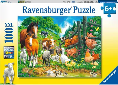 Produktbild von 100 Teile Ravensburger Kinder Puzzle XXL Versammlung der Tiere 10689