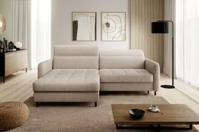 Produktbild von ELTAP Ecksofa Gomsi Beige mit Schlaffunktion und Bettkasten