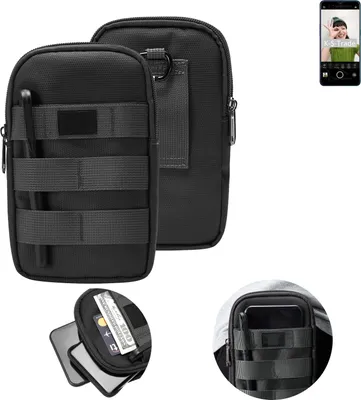 Produktbild von K-S-Trade Holster Gürtel Tasche kompatibel mit Oppo Reno A Handy Tasche Schutz Hülle dunkel-grau viele Fächer, 1x