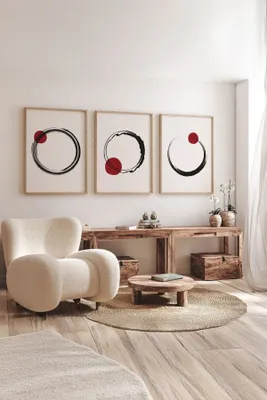 Produktbild von Wallity, Ersydata5-5070, Dekoratives gerahmtes Gemälde (3 Teile), Mehrfarbig, 100 % MASSIVES HOLZ, 50 x 70 cm