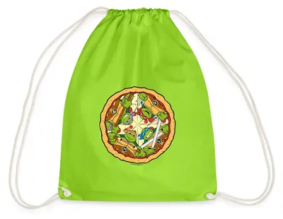 Produktbild von Spreadshirt Teenage Mutant Ninja Turtles Pizza Turnbeutel, One size, Neongrün