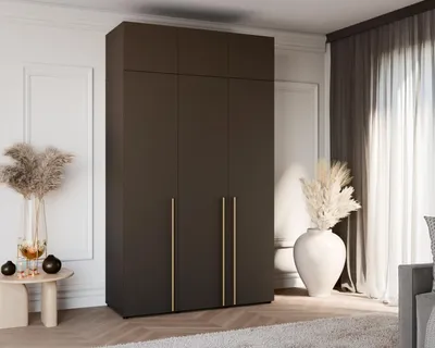 Produktbild von Drehtürenschrank DOMINO 150 cm mit Aufsatz 3-türig Schlafzimmer Wohnzimmer Schwarz