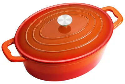 Gusseiserne Schmorpfanne oval, 7,6 l, emailliert, orange