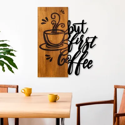 Image de Wallity, élégant accessoire mural en bois, noyer et noir, 50x58 cm | 100% bois