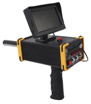 Image de Détecteur de métaux GR6000, couleur jaune, avec écran, profondeur de détection de 15 mètres, portée de 1000 mètres, appareil de recherche de métaux, compatible avec une tension de 100-240V, prise européenne