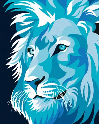 Image de Zuty - Peinture par numéros - LION BLEU, 40 x 50 cm, sans cadre et sans toile tendue