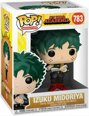 A Funko Pop! vinyl figure of Izuku Midoriya from My Hero Academia, displayed in its original packaging.