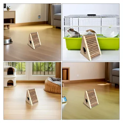 Produktbild von Holzhaus für Hamster mit Kletterleiter – Multifunktionales Nageversteck und Tunnelnest aus Naturholz für Zwerghamster, Rennmäuse und Kleintiere