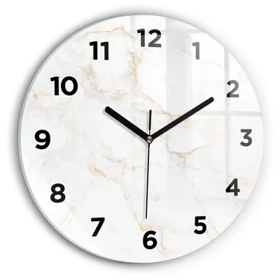 Produktbild von Wallfluent Wanduhr – Stilles Quarzuhrwerk - Uhr Dekoration Wohnzimmer Schlafzimmer Küche - Zifferblatt - schwarze Zeiger - 30 cm - Eleganter Marmor