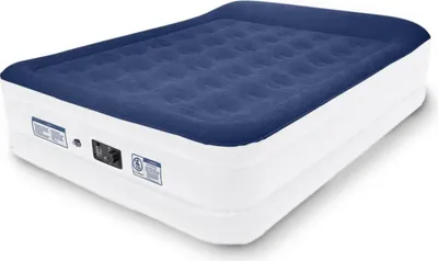 Produktbild von LifeGoods Luftbett - 2 Personen - Luftmatratze mit Elektrischer Pumpe - Aufblasbares Bett - Inkl. Tragetasche - Weiß/Blau