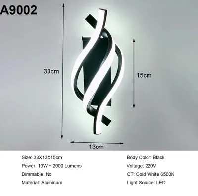 Zdjęcie produktu dla Nowoczesna lampa ścienna - A9002 - Lampa ścienna LED - 22 W - 6500 K, zimne białe światło - Niedoświetlana - Aluminium i akryl - Do biura