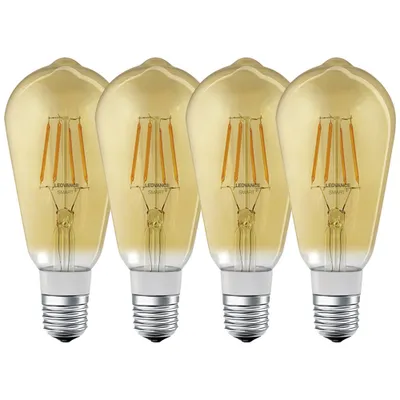 Productafbeelding van LEDVANCE Smart+ BT CLA Edison 55, 6W/2400K, E27, 4 stuks. LED-lamp, fitting E27, 6 Watt, warm wit, 2400 K, energie-efficiëntieklasse E, dimbaar, compatibel met Amazon Alexa / Apple HomeKit / Google Home, 6 kWh/1000 uur