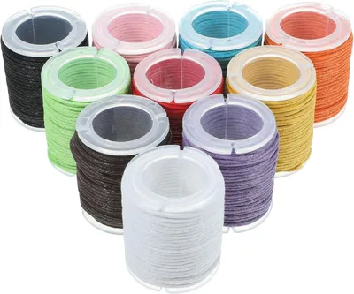Produktbild von 10 Rollen gewachste Baumwollschnur, 10m 1mm für Schmuckherstellung und Basteln