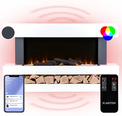 Image de Klarstein Cheminee Electrique Effet Flamme, Cheminée Electrique Decorative Chauffante de 2000W, Télécommande et Minuterie, Fausse Cheminée a LED, Chauffage Cheminée Électrique Murale a Poser