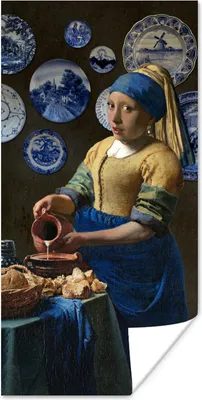 Produktbild von MuchoWow® Poster Milchmädchen - Das Mädchen mit dem Perlenohrring - Vermeer 60x120 cm - Wandschmuck