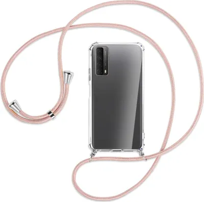 Produktbild von Handykette Backcover-Schutzhülle mit Band (Metall silberfarben) für Huawei P smart 2021 - roségold