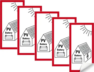 Produktbild von notlok Safety Work - 5x - Hinweisschild - Photovoltaikanlage (Batterie) - 10x20cm | Aufkleber | PV - Photovoltaik Schild