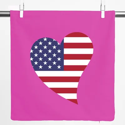 Produktbild von Huuraa Kissenbezug USA Flagge Herz 40x40cm Fuchsia Baumwolle Dekokissenbezug Geschenkidee