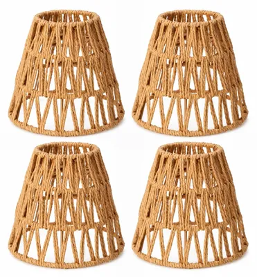 4er-Set Rotan Lampenschirme Boho, H 14 cm, E27