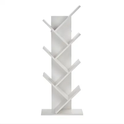 Imagen del producto de Estantería de pared con forma de árbol de 5 niveles - Estantería de diseño vertical - Estantería decorativa blanca con forma de árbol