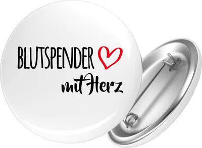 Produktbild von Huuraa Button Blutspender mit Herz 25mm rund mit Sicherheitsnadel Ansteckbutton Geschenkidee