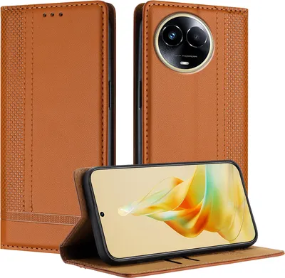 Produktbild von Handyhülle für Realme 11 5G Leder Flip Klappbare Schutzhülle mit Standfunktion Braun