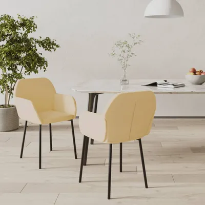 Zdjęcie produktu dla The Living Store Krzesła do jadalni 2 szt. Kremowy aksamit