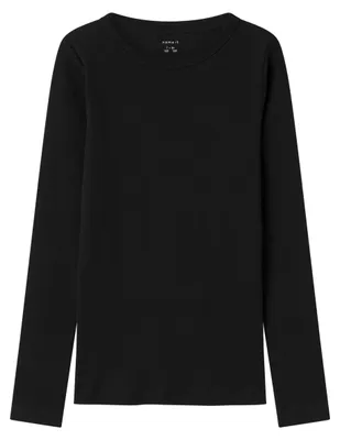 Image de Name IT Mädchen Nkfnakal, short top, chemise à manches longues, noir, taille 116 EU