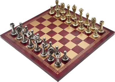 Produktbild von Italienische Schachfiguren Staunton + Schachbrett Aus Kunstleder Gold/Burgunder 33
