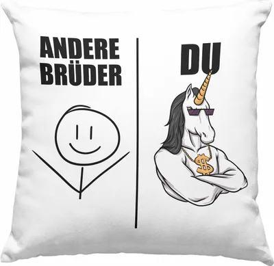 Produktbild von Trendation - Bruder Geschenk Deko-Kissen mit Füllung 40x40 Spruch Bester Bruder Geschenkidee von Schwester für Brüder  (Blau)