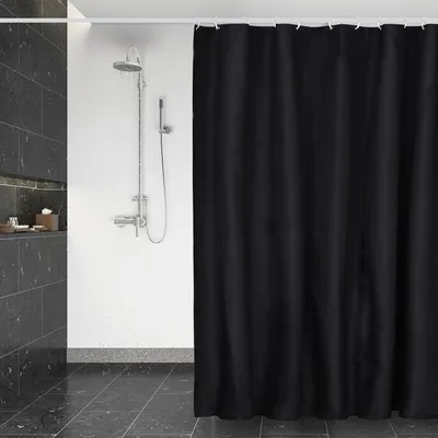 Produktbild von Duschvorhang 180x180 cm, Waschbar, Wasserdicht, Schnelltrocknend, Schwarz für Badewanne